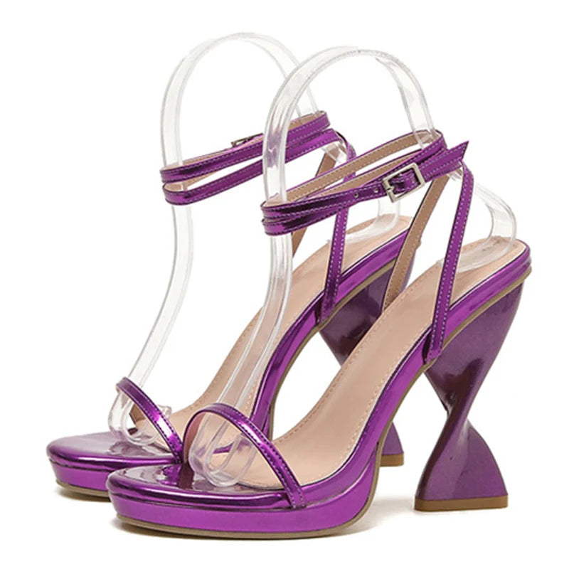 Ladies Elegant Purple Strange High Heels Waterproof Platform Sandals For Women