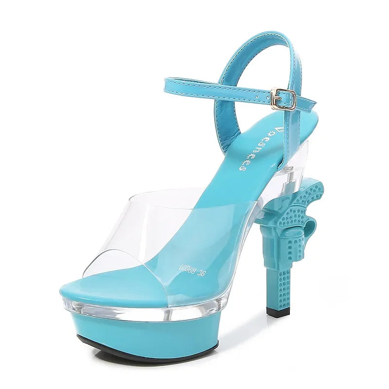 Sexy PVC Transparent Crystal Shoes Women Party Sandals