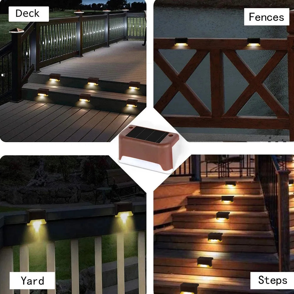 Stair LED Solar Lamp IP65 Waterproof Outdoor Garden Light Pathway Yard Patio Steps Fence Lamps
