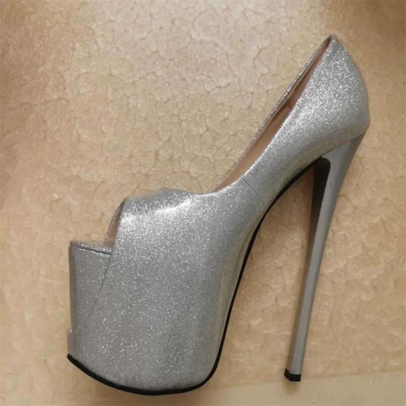 Sexy Sissy Steel Pipe Dance Stilettos 19cm Thin High-Heeled Platforms Wedding Shoes