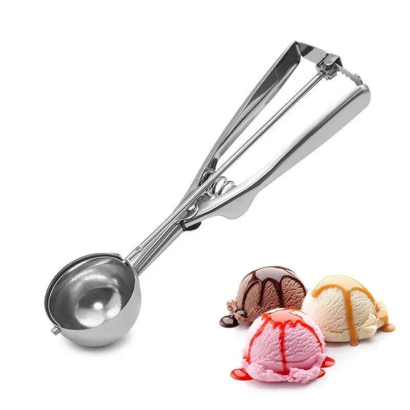 Stainless Steel Ice Cream Scoop Ice Cream Digger Non-Stick Fruit Ball Maker Watermelon Ball Ice Cream Spoon