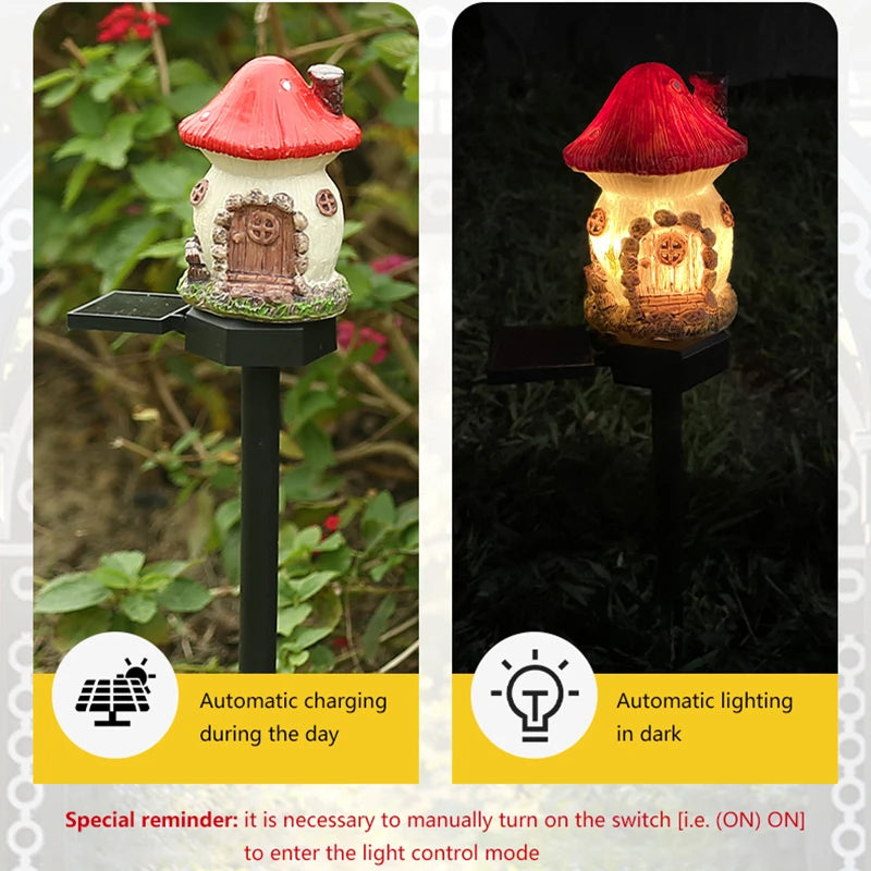 LED Solar Lawn Light Multi Craft Miniature Fairy House Solar Powered Outdoor Decor LED Garden Light