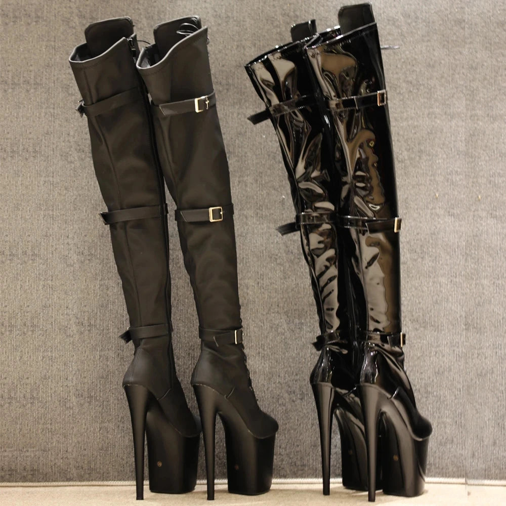 20CM Super High Heel Platform Patent Leather Over The Knee Sexy Catwalk Thigh High Boots