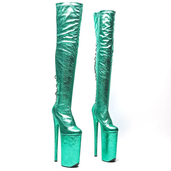 26CM/10inches Shiny PU sexy exotic High Heel platform party shoes Pole Dance boot