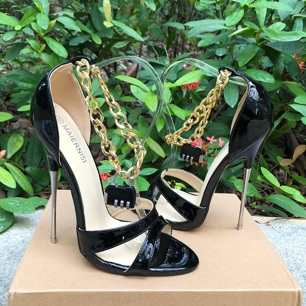 16cm Extreme High Metal Heel Women Open Toe Stiletto Sandals