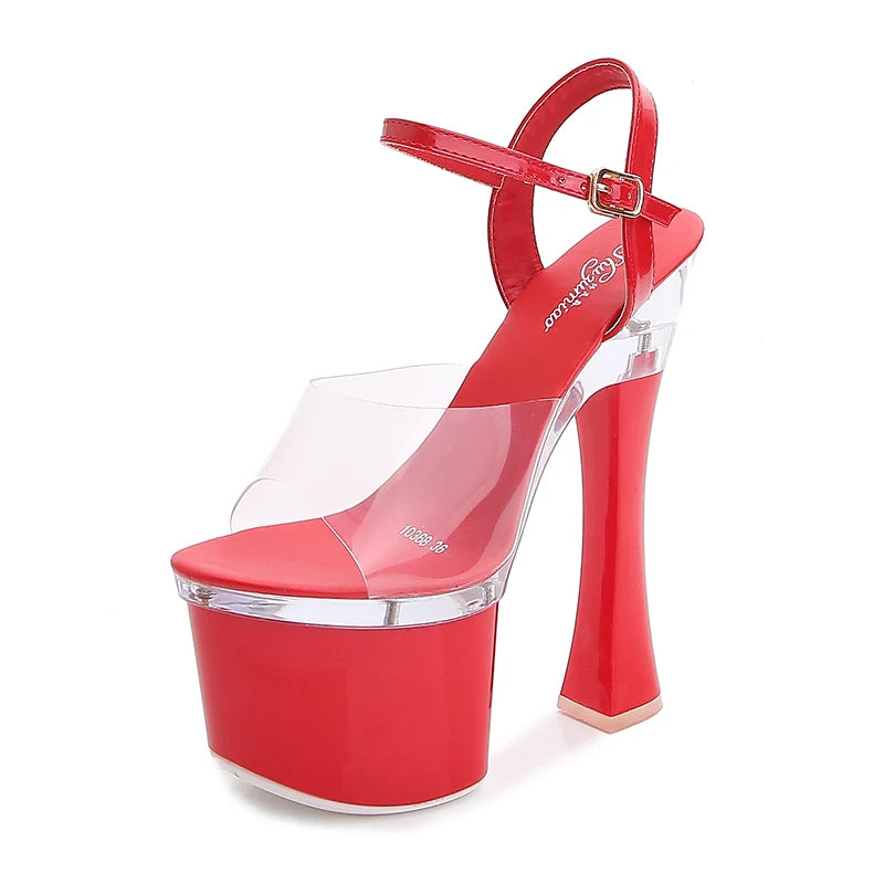 Summer Women Shoes 18CM Thick High Heels Peep Toe Sandals