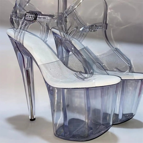 Transparent 20cm high heels glass slippers 8 inch high heels