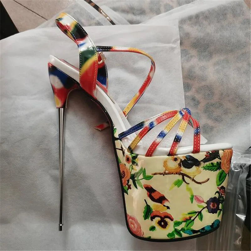 Summer 19cm Metal Thin High Heels Sandals Female Platform Women's Shoes