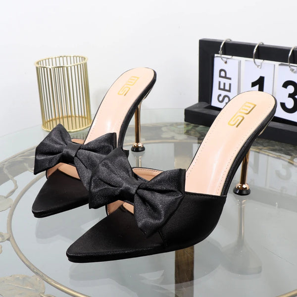 bowknot Heel shoes  autumn latest style pointed high heels