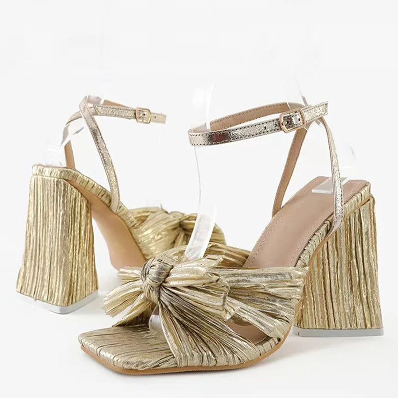 Fashion Pleated Butterfly-Knot Womens Sandals