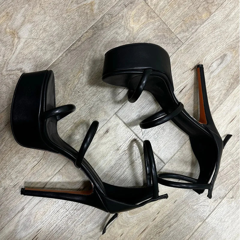 Women Platform Open Toe Thin High Heel Sandals Pumps