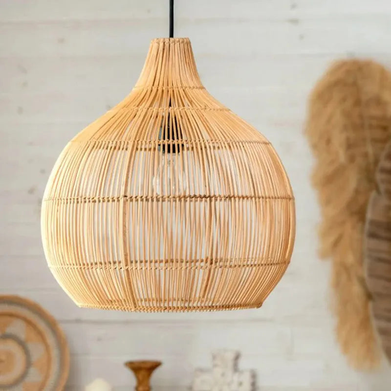 Vintage Rattan Pendant Lights Hand-woven Rattan Hanging Lamp Lights