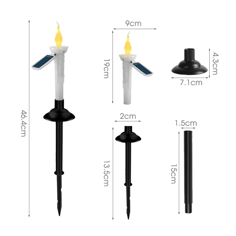 Solar Dual-purpose Candle Light with Candlesticks Holders Waterproof LED Solar Lamp