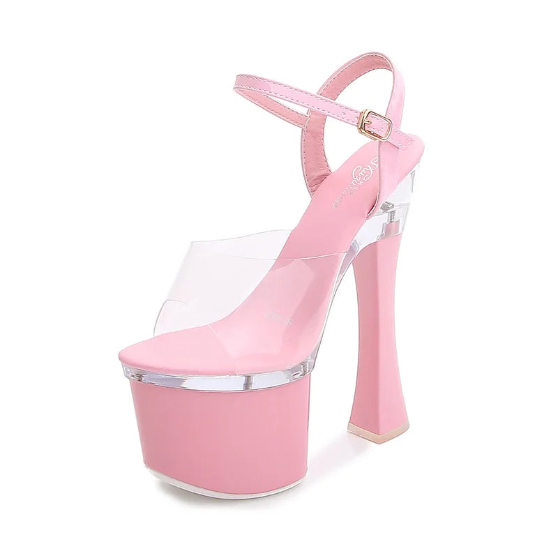 Summer Women Shoes 18CM Thick High Heels Peep Toe Sandals