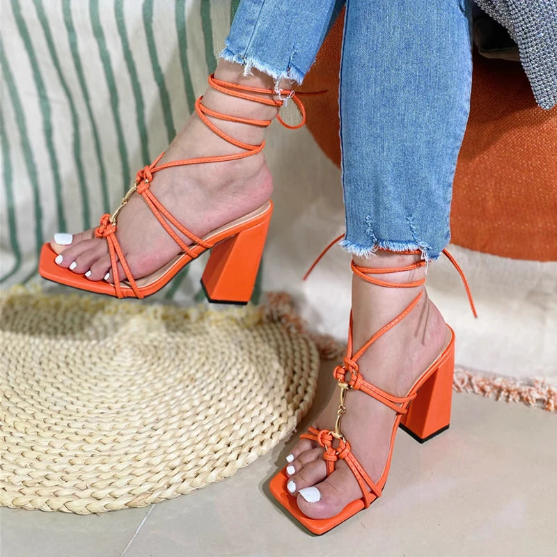 New Fashion Pinch Narrow Band Women Sandal Gladiator High Heels