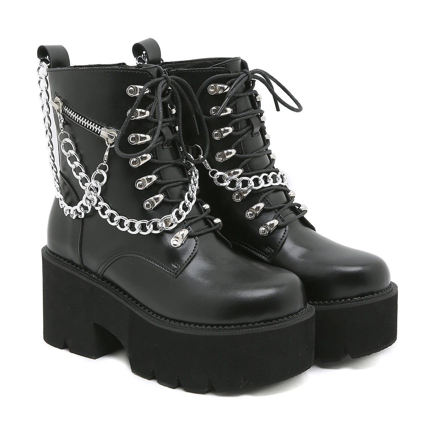 Women's Punk Ankle Boots 8cm 10cm Cosplay Thick High Heels zipper Pumps