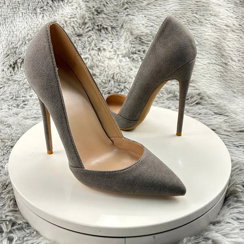 Grey suede surface Stiletto Heels Pumps Women