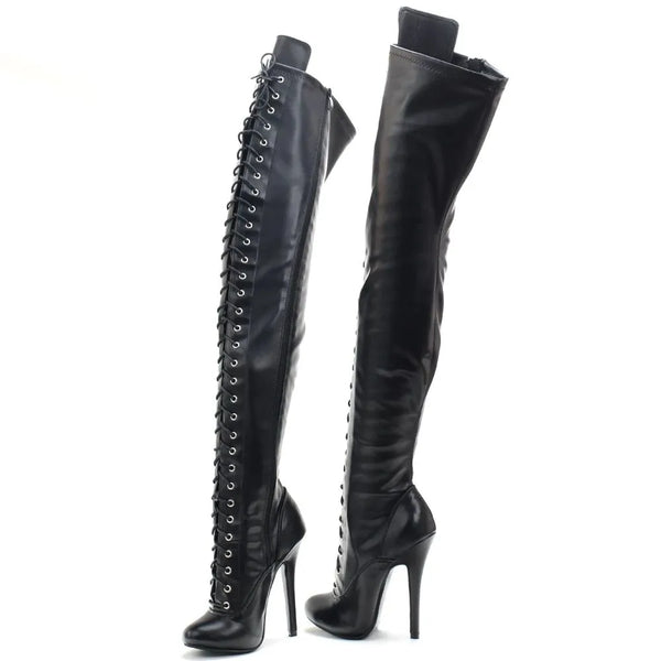 Women Over The Knee Boots 14CM High Heel Cross-tied Zip Stiletto Thigh Long  Boots