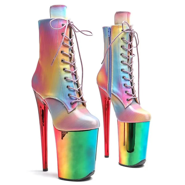 23CM/9inches Shiny PU Upper Fashion trend colorful electroplate High Heels