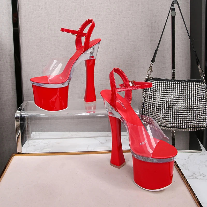 Summer Women Shoes 18CM Thick High Heels Peep Toe Sandals