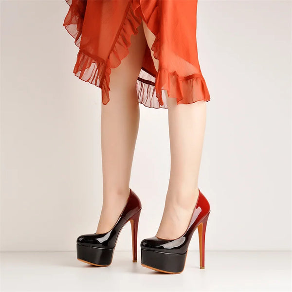 Women Gradient Platform Round Toe Comfortable Super High Heel