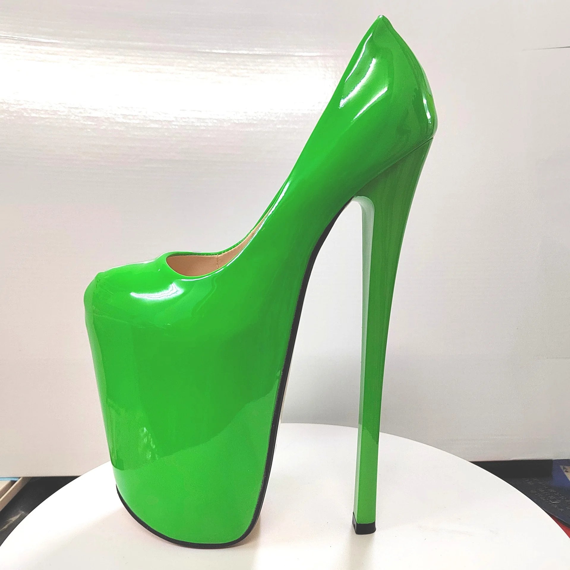 Sexy Stilettos 19cm Thin High-Heeled Patent Leather Platforms Shoes Woman