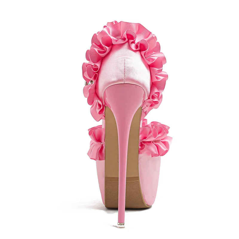 Sexy Strip Pole Dance Extreme High Heels Pink Women Elegant Wedding Banquet Shoes