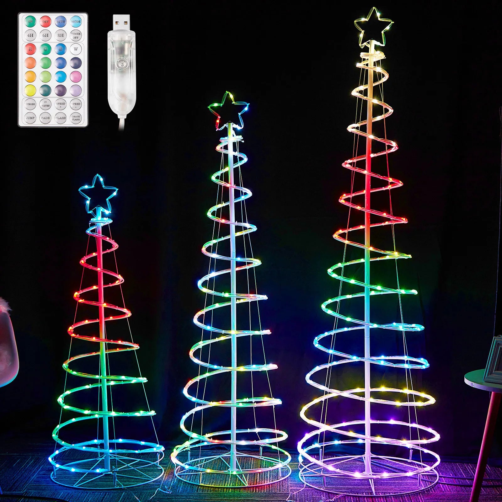 1.2/1.5/1.8m LED Spiral Christmas Tree Lights