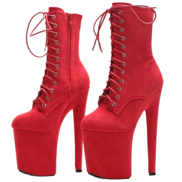 20CM Extreme High Spike Heel With Platform Women Pole Dance Ankle Boots