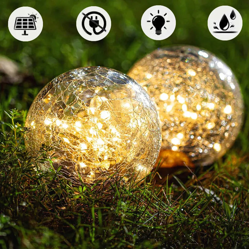 Solar Garden Light Cracked Glass Ball Lamps Outdoor Solar Courtyard Lights Waterproof Solar Lamp