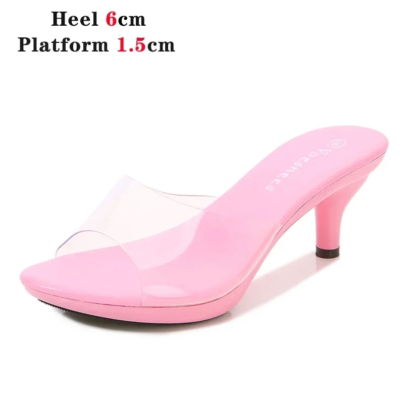 Summer Sandals 6cm Thin Low-heeled Slippers Women Shoes Patent Leather Slippers