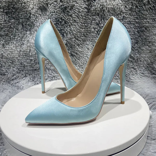 Women's satin silk high-heeled shoes,