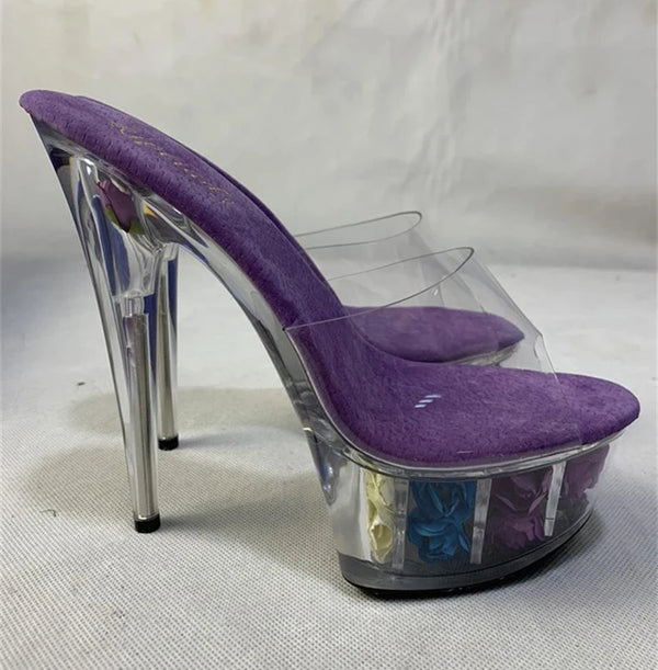 New 15CM/6inches PVC Upper Fashion Sexy Exotic High Heel Platform Party Women Slippers