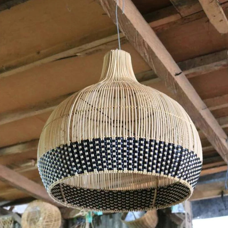 Vintage Rattan Pendant Lights Hand-woven Rattan Hanging Lamp Lights