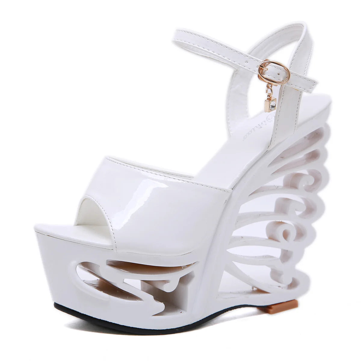 Summer Buckle Strap Women Shoes Retro Novelty Hollow Out Platforms Wedges Sandals 15cm