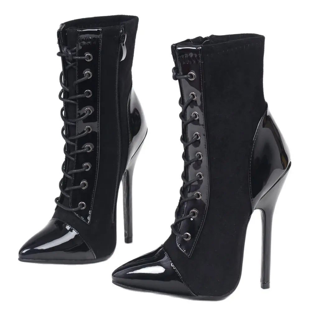 14CM High Heel Pointed toe Cross-tied Women Sexy BDSM Shoes
