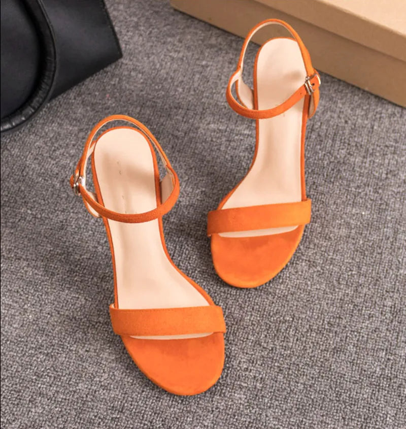 Summer Slip-on Women Sandals Round Toe High Heels