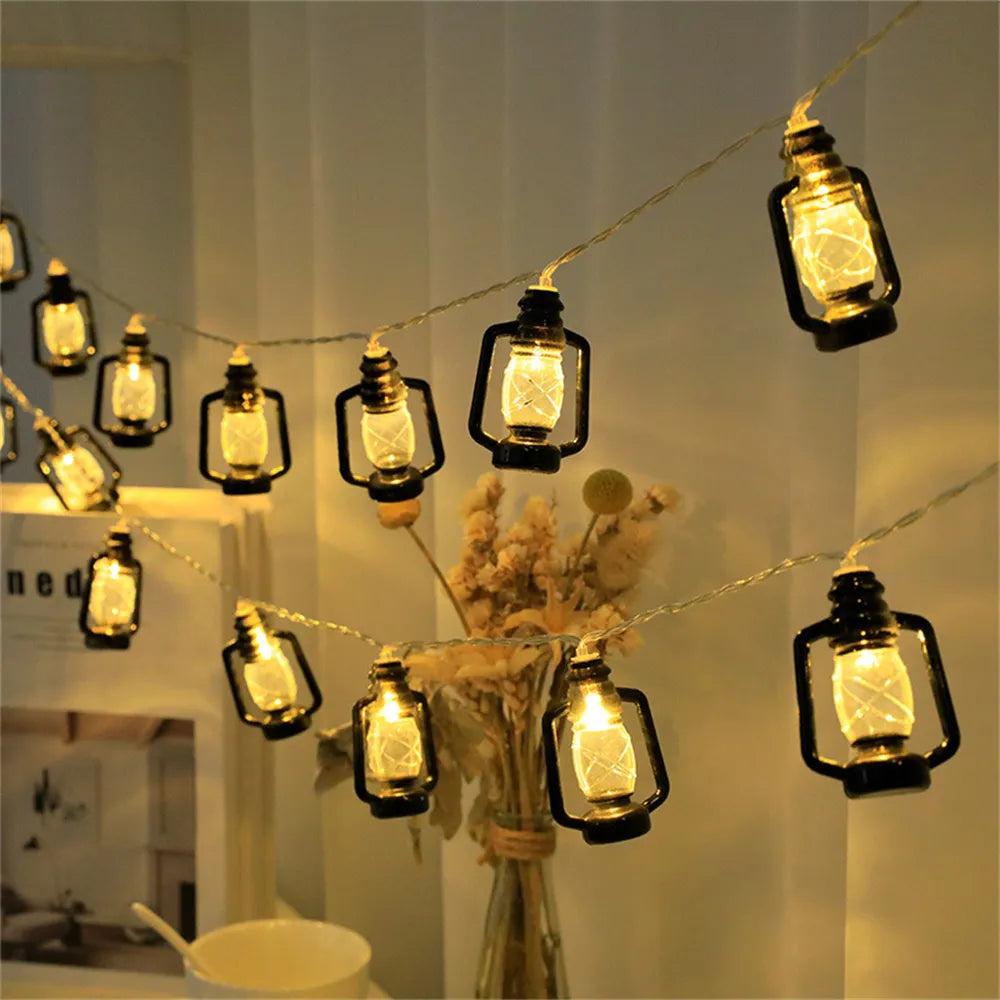 10/20/40 LEDs Retro Kerosene Bottle Lantern String Light Ramadan Festival Retro Kerosene Lamp