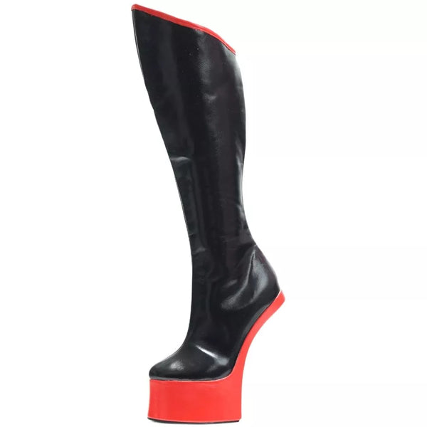 Women Strange Style Ponyplay Boots 7inch High Hoof Heel Side Zip Ladies Party Cosplay Shoes