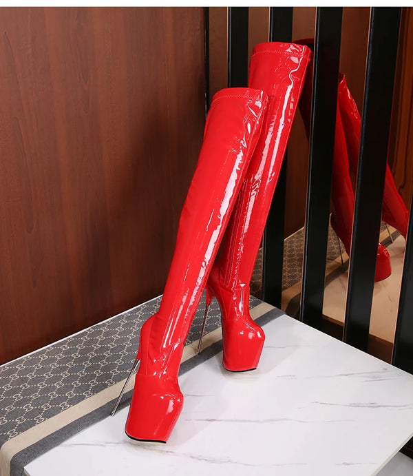 Ladies Shoes Pole Dance 19cm Thin Heels Stiletto Over The Knee Long Boots