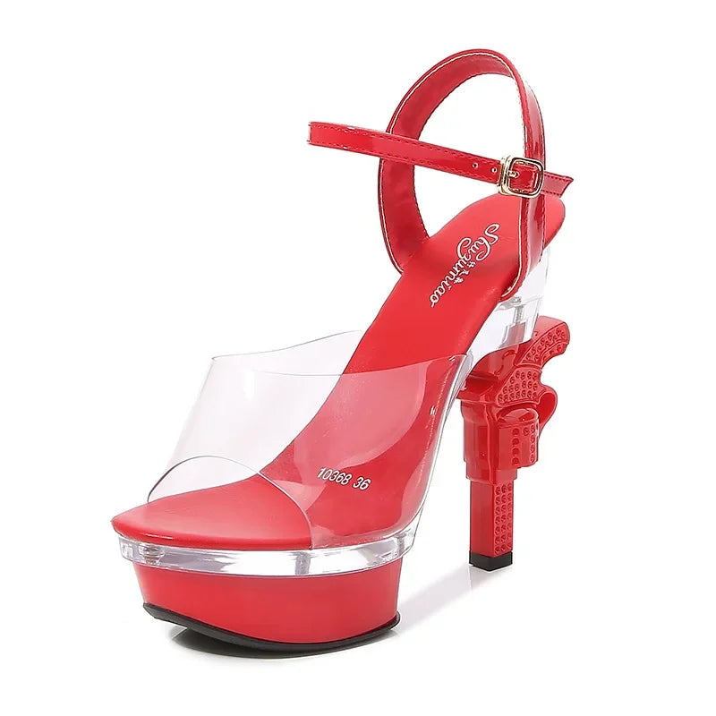 Sexy PVC Transparent Crystal Shoes Women Party Sandals