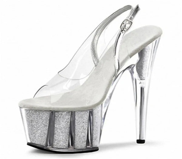 15-17CM high heels fashion clear crystal sandals