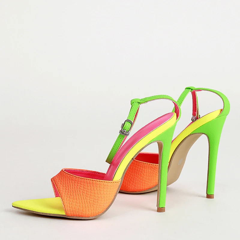 New Mixed Color Women's Sandals Summer High Heels