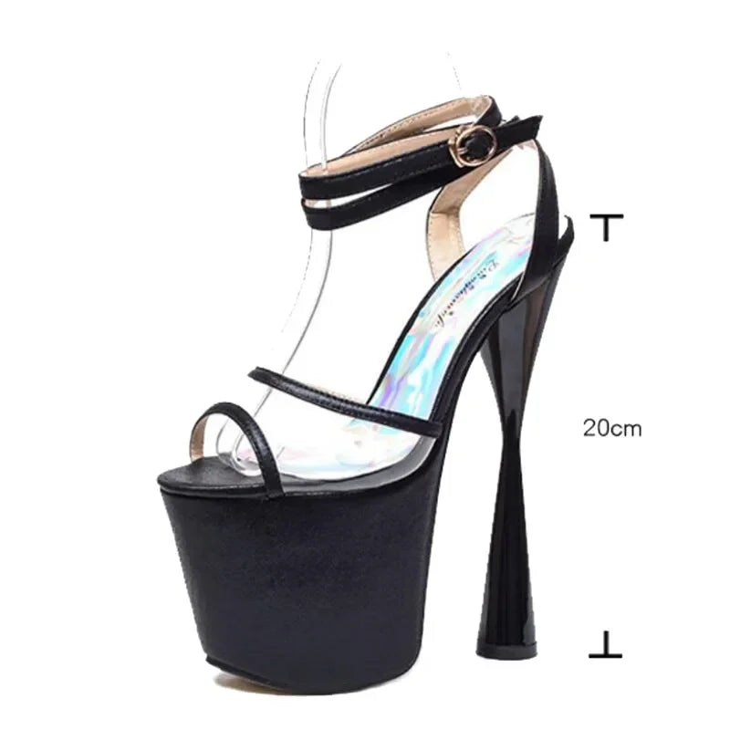 Plus:34-42 43 Sexy Nightclub Women Sandals Ankle Strap Women's Banquet Sandals 19cm