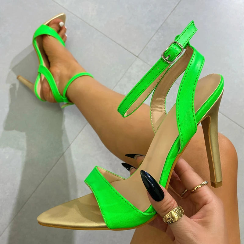 Summer Sandals Sexy Pointed Open Toe Ankle Buckle Strap Sandalias