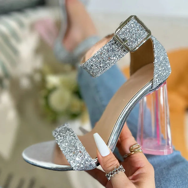 Fashion Sequined Cloth Women's Transparent Strange High Heels