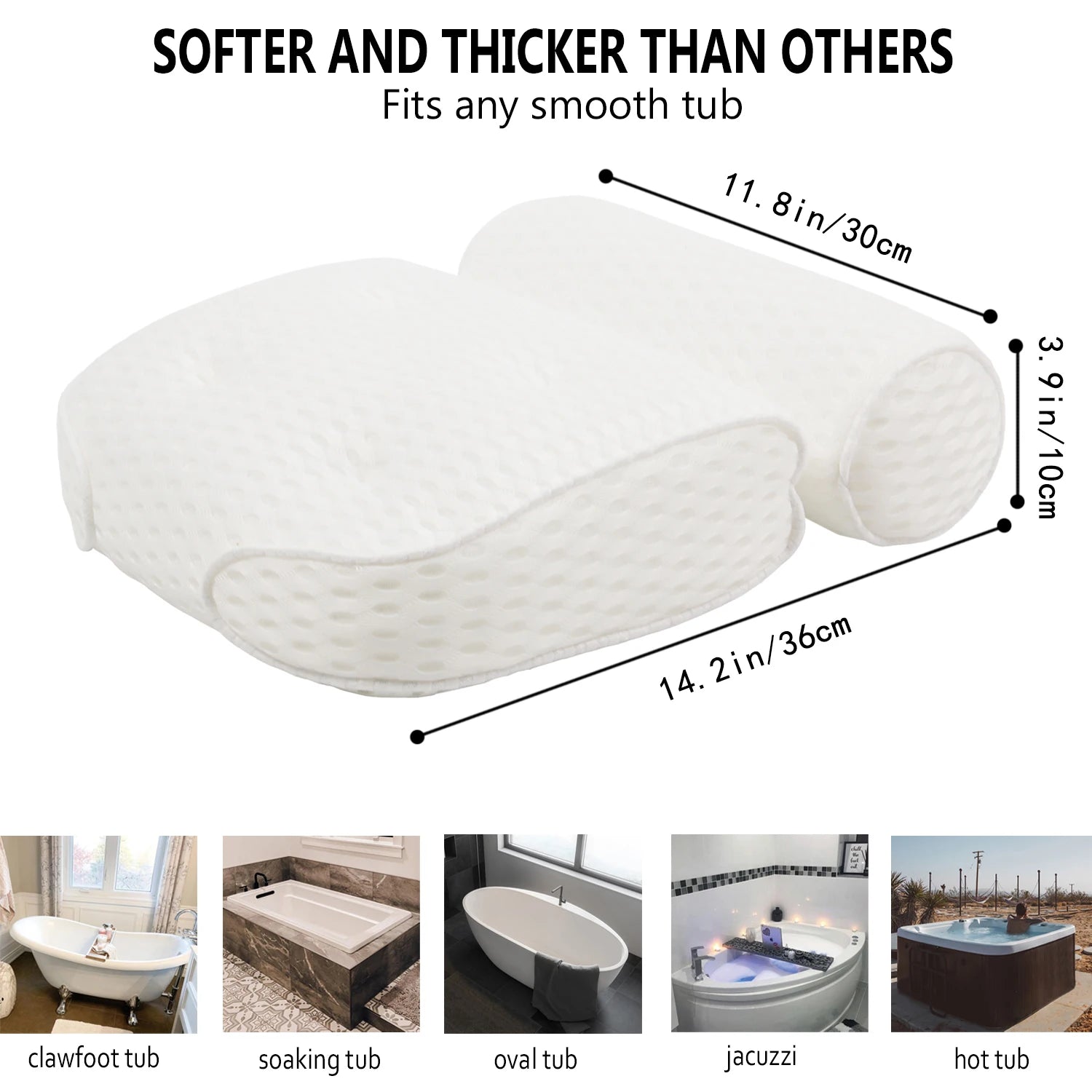 Bath Pillow for Bathtub Support Neck,Head and Back with Non-Slip Suction Cups air mesh Bathtub Pillow