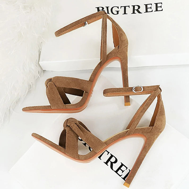 11cm High Heeled Sandals Ladies Shoes Summer Stilettos Sandals Suede Woman