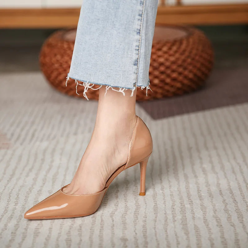 Nude Patent Leather Women's High-quality High-heeled Shoes