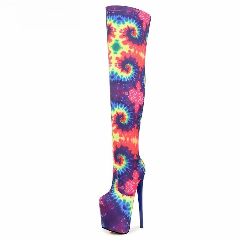 printing Motorcycle botas mujer over-the-knee long boots